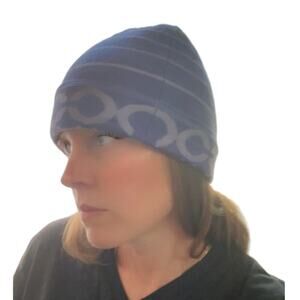 Coach Merino Wool Purple Beanie Hat with Signature C